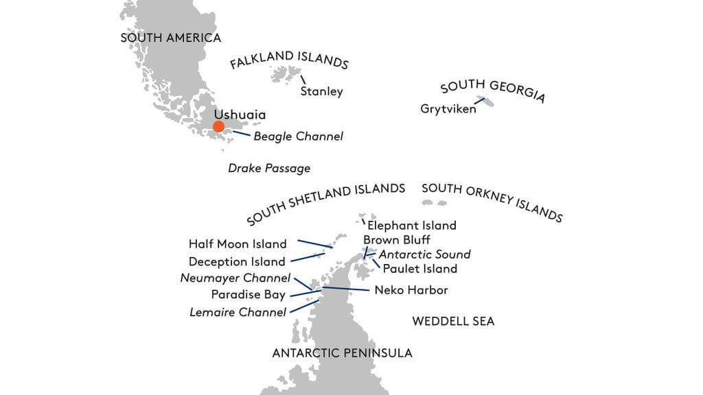 Event Travel Sterrebeek expeditiecruise Antarctica Hapag-Lloyd Cruises route